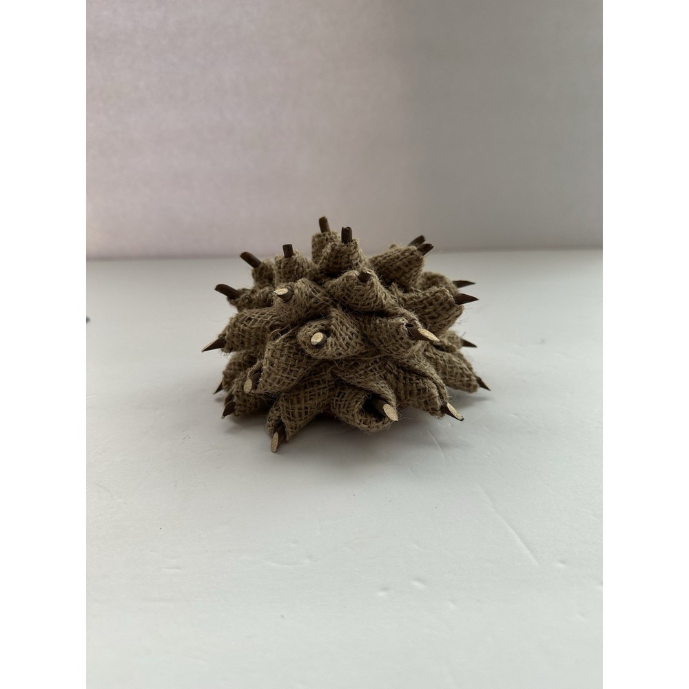 Rustic Hedgehog Figurine Burlap Jute Twig Natural Fiber Woodland Fall Decor 6" - Picture 3 of 8